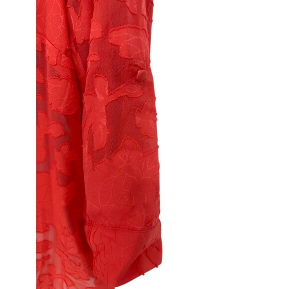 Torrid Blouse Harper Chiffon Clip Floral Pullover 3/4 Sleeve Sheer Coral Size 1X - Picture 6 of 11